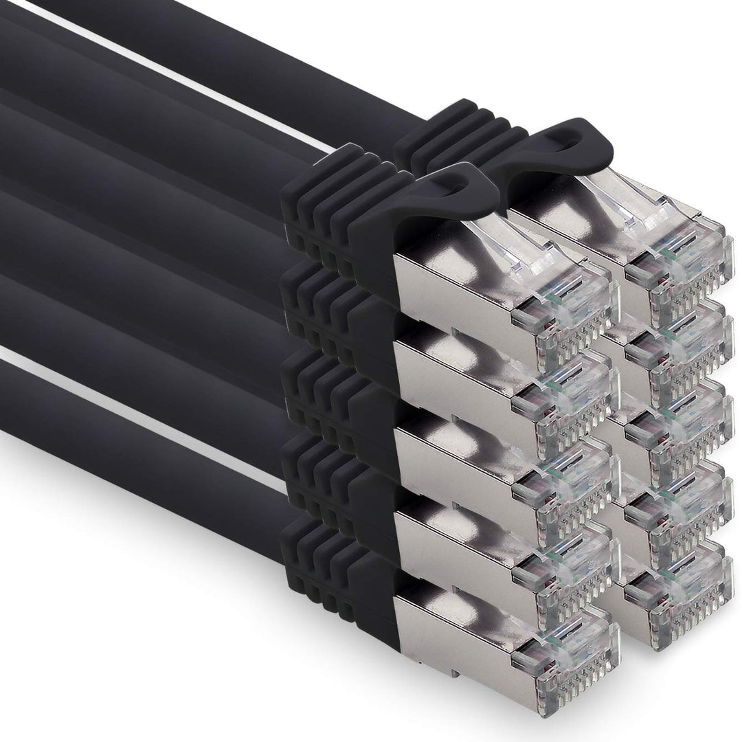 2,0m - schwarz - 10 Stück CAT.7 Computer Ethernet Kabel Netzwerkkabel (Rohkabel) Patchkabel S-FTP LS