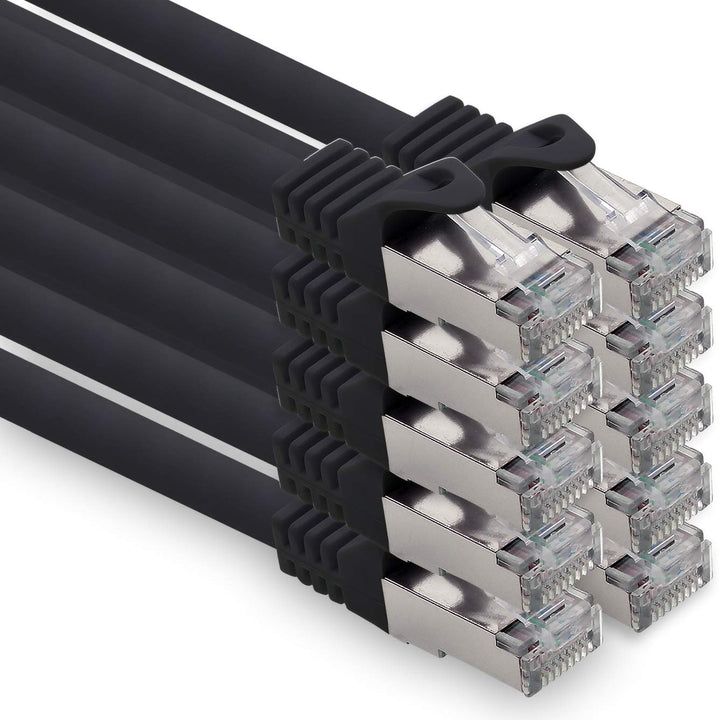 2,0m - schwarz - 10 Stück CAT.7 Computer Ethernet Kabel Netzwerkkabel (Rohkabel) Patchkabel S-FTP LS