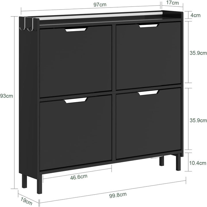 SoBuy Schuhschrank Schmal, Schuhregal, Schuhschrank Hängend mit Sensorlicht und 19 cm Tiefe, für Flu
