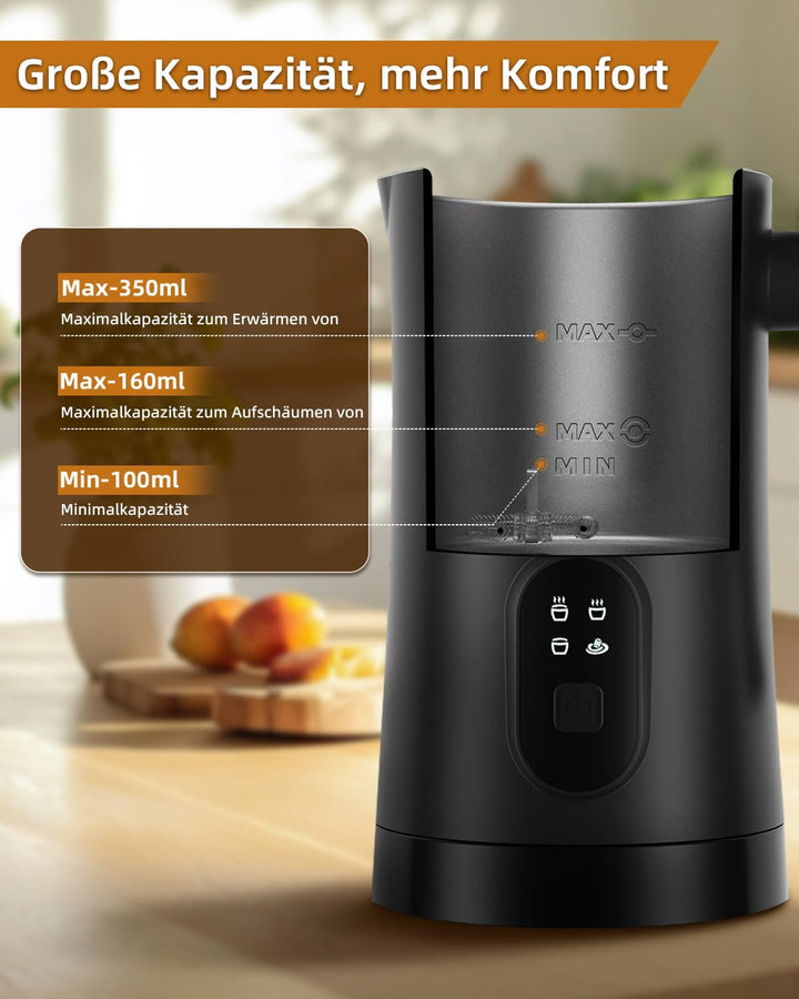 Liksiy Milchaufschäumer, 4-in-1-Kaffee-Milchaufschäumer mit Heiss- und Kaltaufschäumung für Latte, C