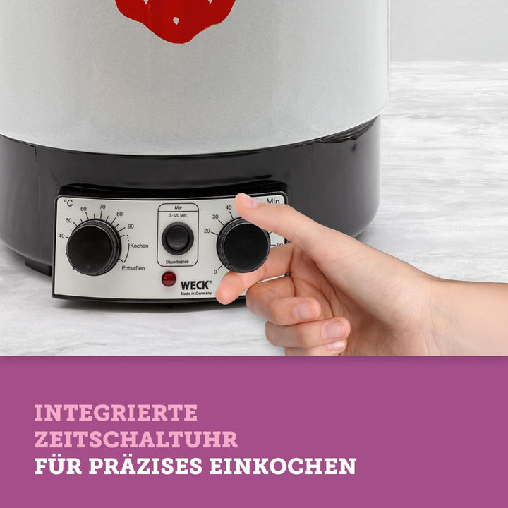 WECK Einkochautomat WAT 15 (Einkochtopf emailliert, mit Thermostat, mit Zeitschaltuhr, 29 Liter), Si