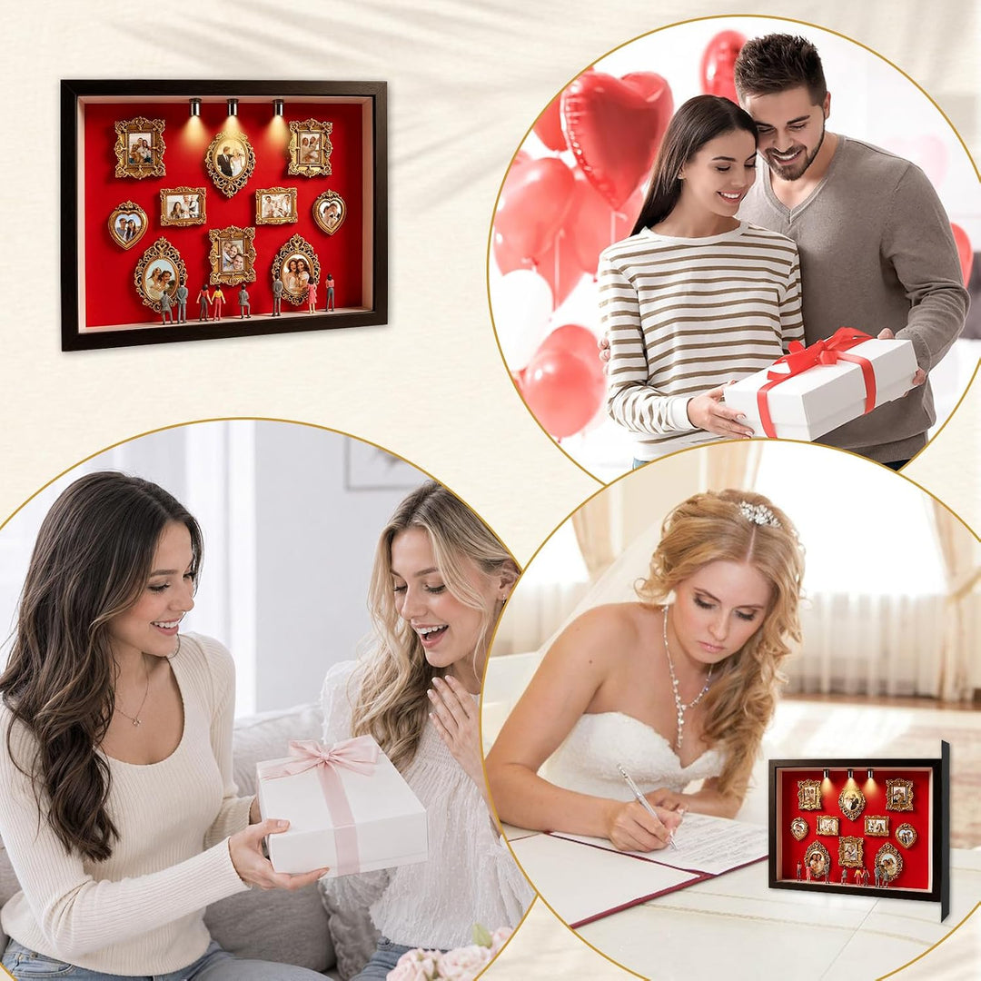 Kitimi Mini Museum Bilderrahmen, DIY Mini Museum Silhouette Box mit LED Licht, DIY Fotospeicher Bild