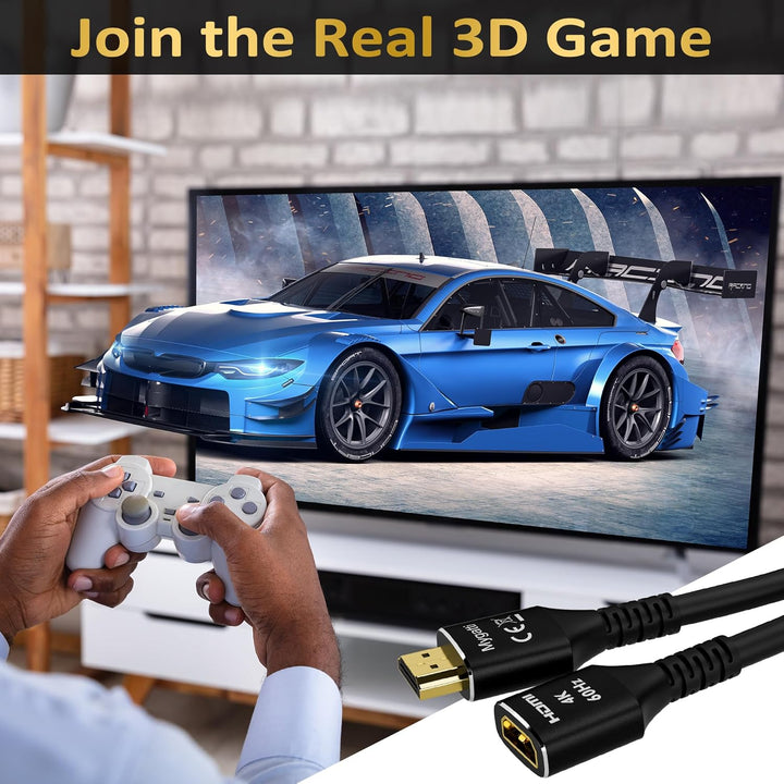 HDMI 2.0 Verlängerungskabel(10 Meter),HDMI Stecker auf Buchse 4K@60Hz, HDMI Kabel, HDMI Extender,kom