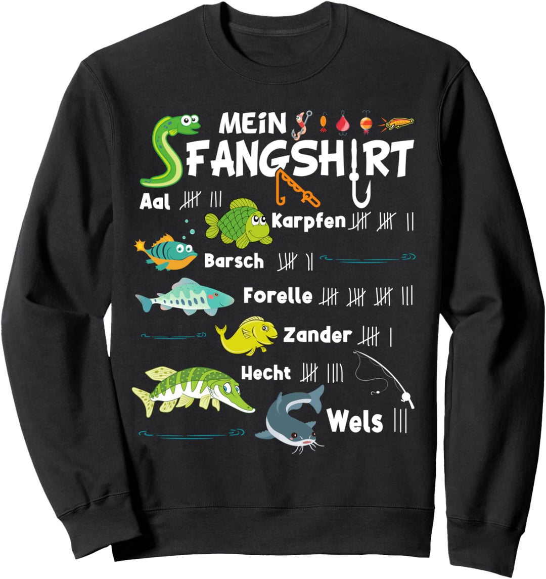 Fischarten "Mein Fangshirt" Lustiges Jungen Angler Sweatshirt