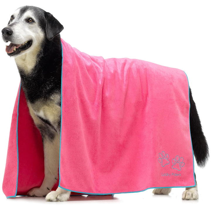 Lucky Paws® Hundehandtuch - 140x70cm XL Hundehandtuch extra saugfähig - schnell trocknend, luxuriös