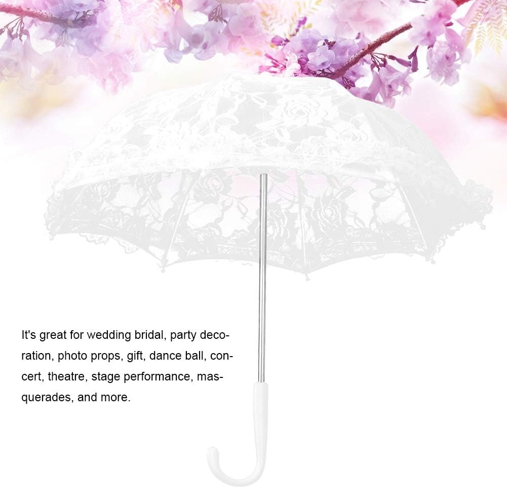 Mumusuki Weisser Spitze-Regenschirm-Handwerks-Blumen-Stickerei-Regenschirm-Gebrauch für Brautpartei-
