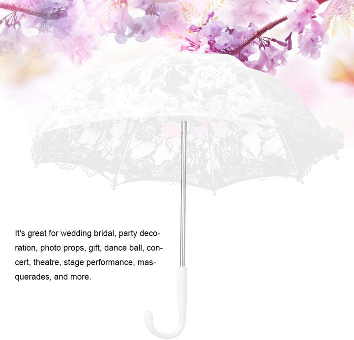 Mumusuki Weisser Spitze-Regenschirm-Handwerks-Blumen-Stickerei-Regenschirm-Gebrauch für Brautpartei-