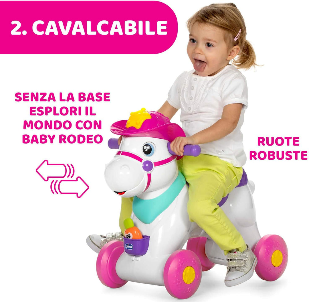 Chicco - Schaukelpferd für Kinder Miss Baby Rodeo, Lernspiel und interaktives Spiel, reitendes Pferd