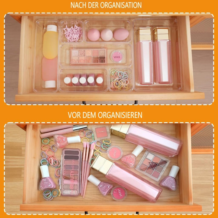 Schubladen Organizer, 25 Stück in 4 Grössen, Kunststoff, Schminktisch und Make-up Organizer, Ordnung