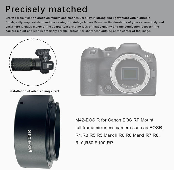 M42-EOS R Objektivadapter Adapterring auf M42 (42x1mm) Schraubbefestigung Objektiv Kompatibel für Ca