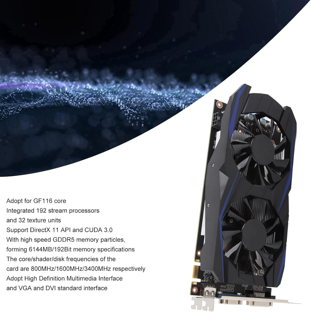 GTX550Ti Grafikkarte, 6GB 192BIT GDDR5 PCI E 2.0 Gaming Grafikkarte, Unterstützt DirectX11, 3D Stere