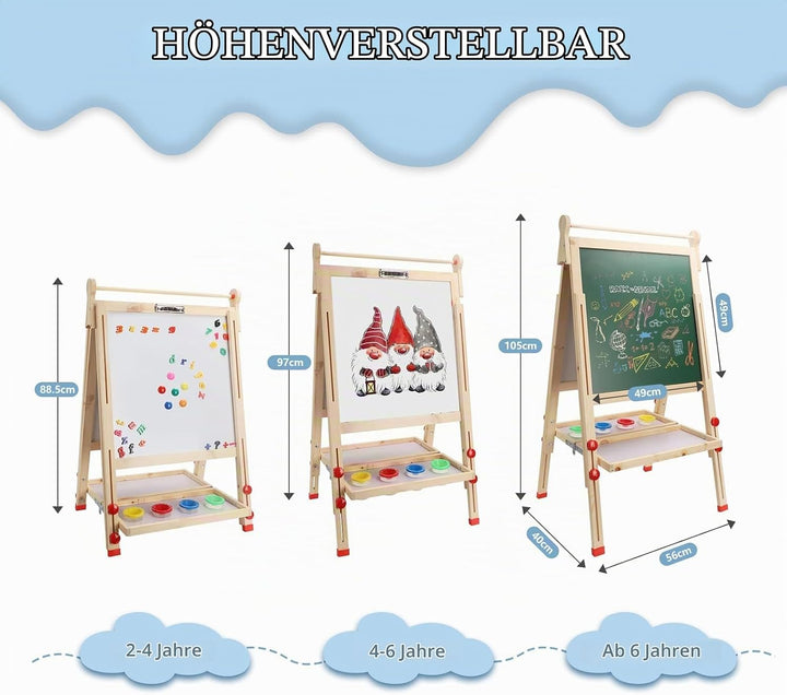Dripex Kinder Tafel Faltbare Holz Kindertafel Malerei Holztafel Doppelseitige Kreidetafel und Whiteb
