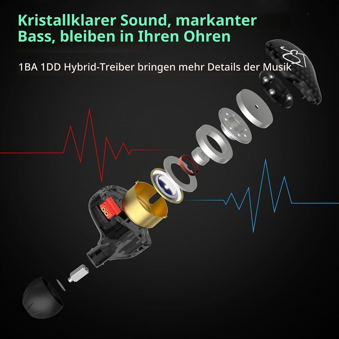 Yinyoo KZ ZST Bunte Hybrid-Balance-Armatur mit dynamischem In-Ear-Kopfhörer 1BA + 1DD HiFi-Headset (