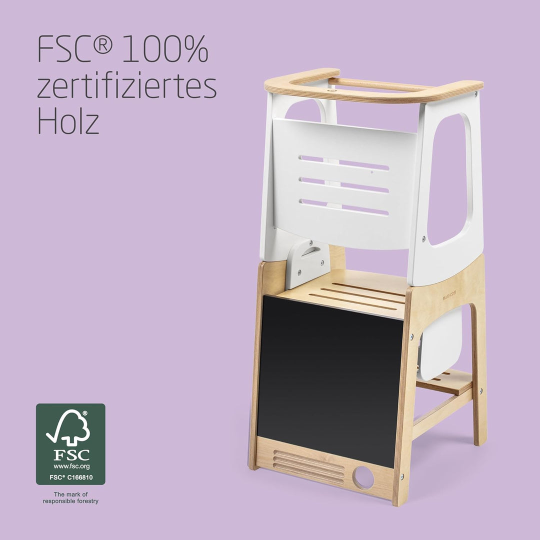 Maxi-Cosi Toucan 3-in-1-Lernturm Montessori Holz, Montessori Lernturm, 1,5–99+ Jahre, 10–150kg, 3 Hö