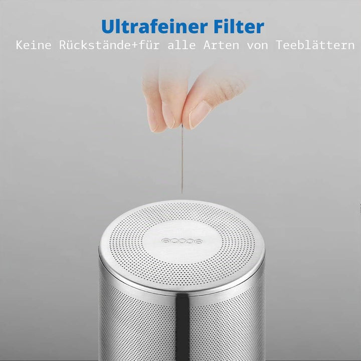 ecooe 1000mL Teekanne mit Stövchen Teebereiter Glas und Edelstahl Teewärmer Type6 Silberne Teekanne