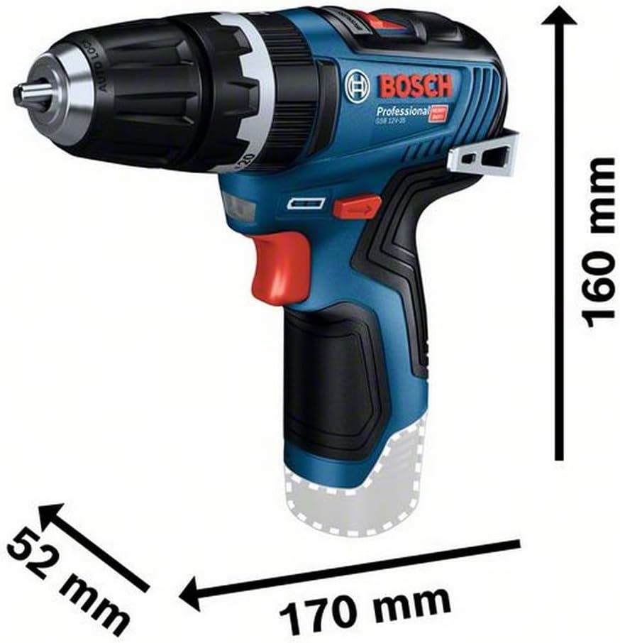 Bosch Professional 12V System Akku Schlagbohrschrauber GSB 12V-35 (Drehmoment hart/weich 20/35 Nm, o