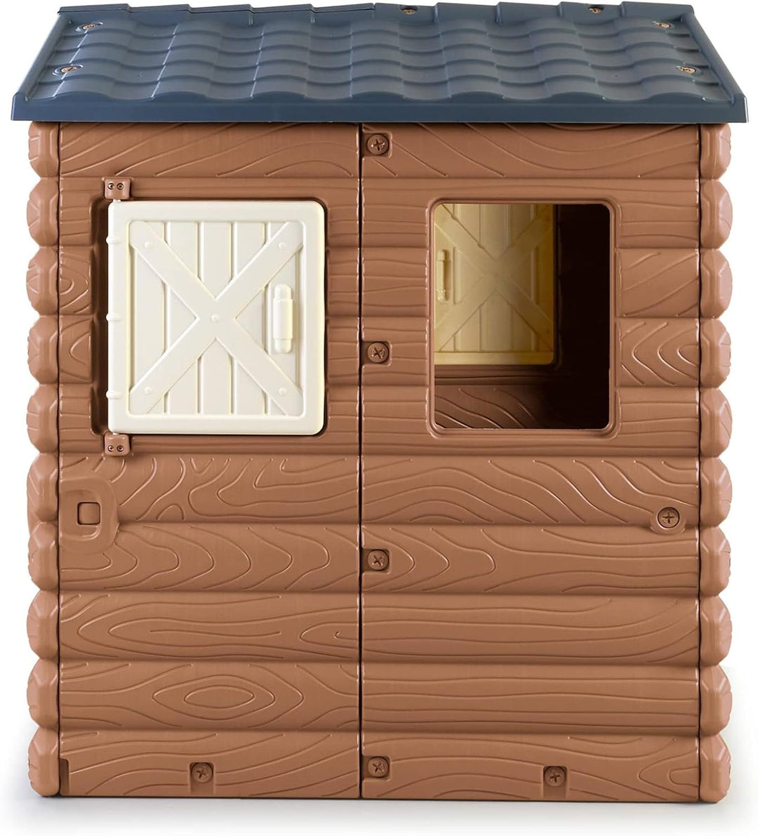 FEBER - Camping Cottage, EIN von der Natur inspiriertes Spielzeughäuschen in Holzoptik mit Fenstern