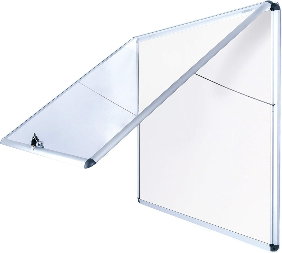 Bi-Office Schaukasten Vitrine "Enclore", Schwingtür nach oben, Whiteboard, Mangetische Innenfläche,