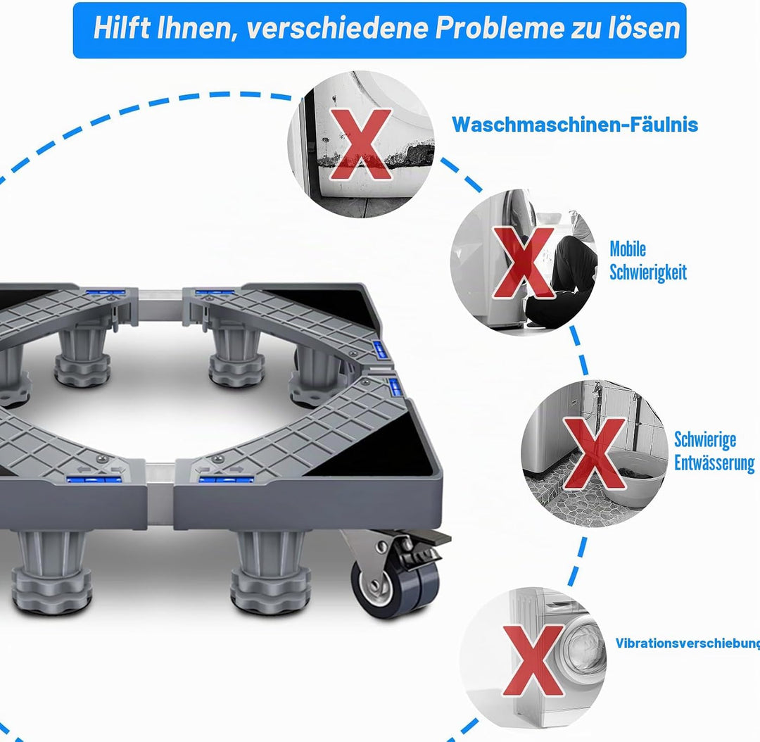 Waschmaschine für Haushaltsgeräte 4 Riemenscheiben, 8 Stützbeine Untergestell mit Rollen Sockel Vers