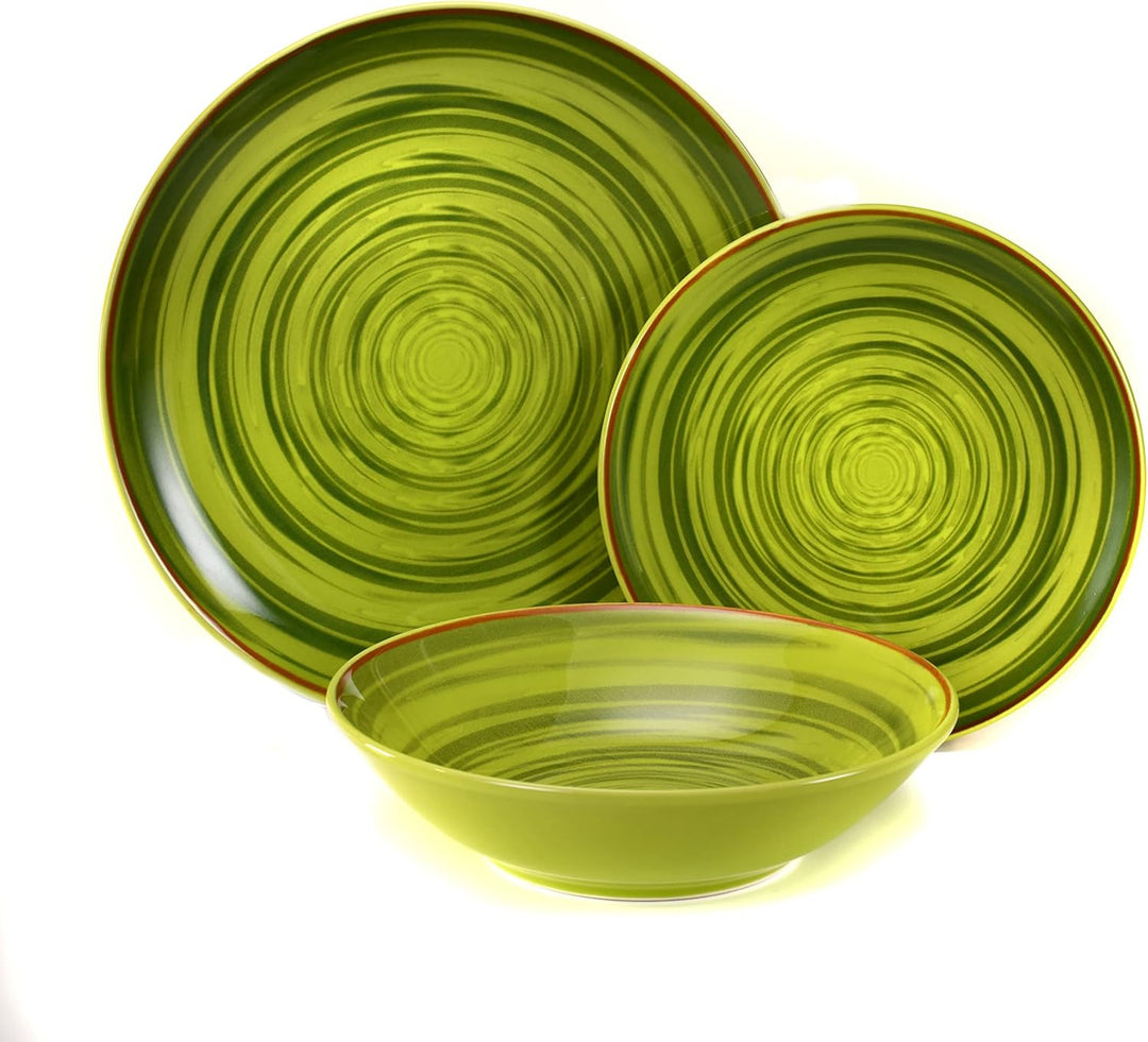 H&H Bunte Tellerservice 12 Stück - Tellerservice für 4 Personen mehrfarbig - Set aus Steinware - Fül