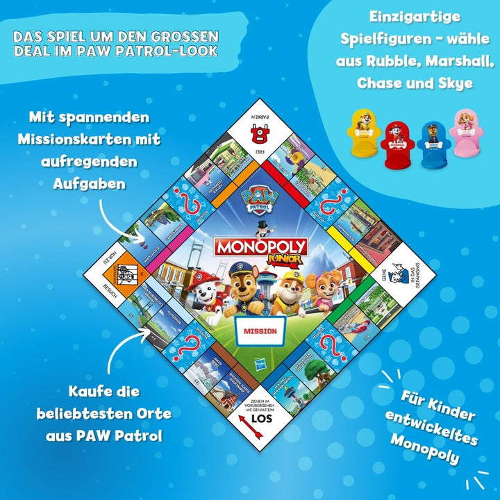 Winning Moves Monopoly Junior Paw Patrol Junior Edition - Familienspiele Strategie Brettspiele Monop