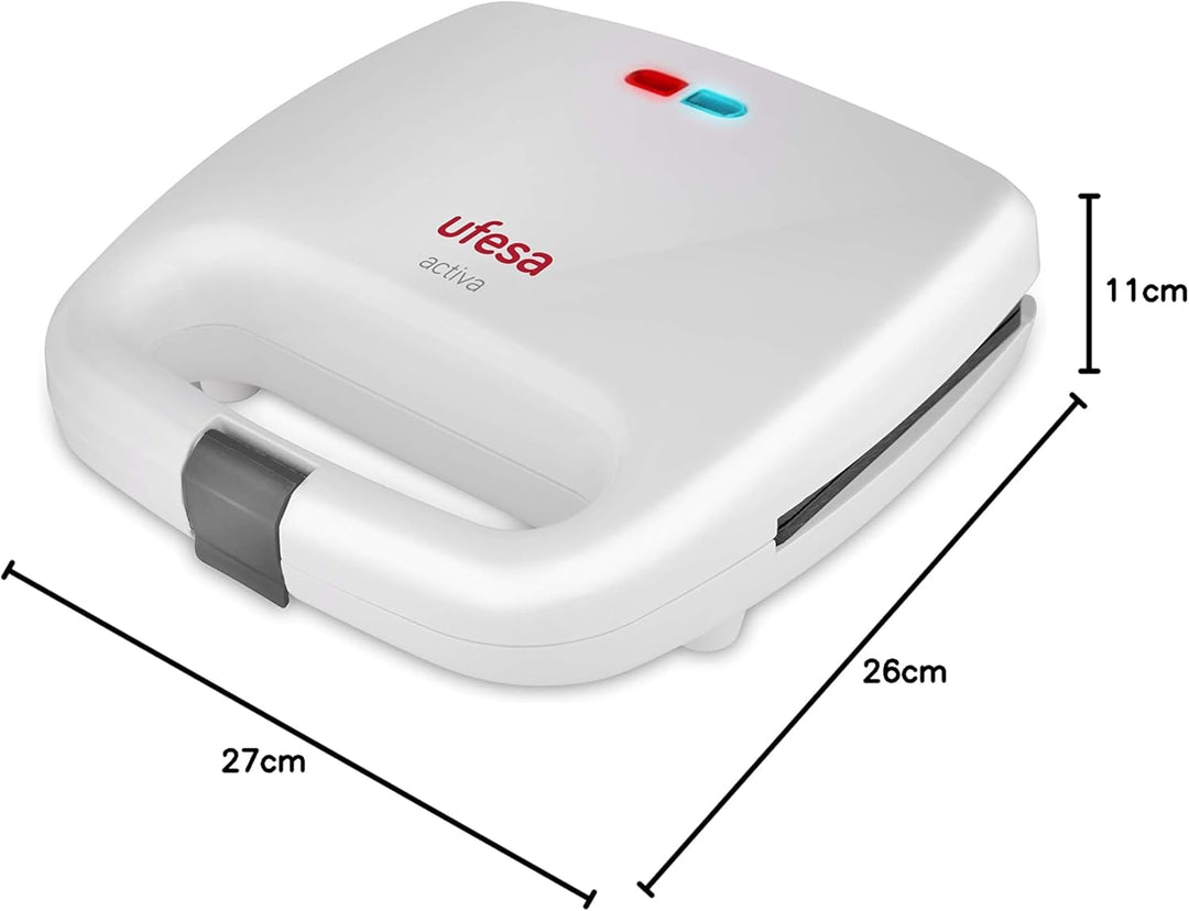 Ufesa SW7855 - Sandwichtoaster, 750 W, für 2 Sandwiches, antihaftbeschichtete Grillplatten, Betriebs
