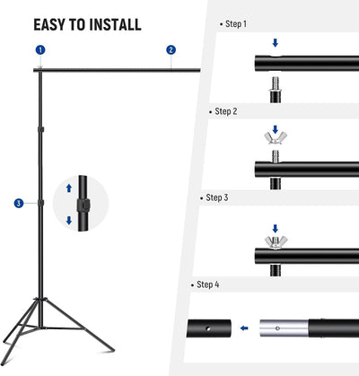 Neewer Fotostudio Hintergrund-Unterstützungssystem, 2x3m, verstellbarer Hintergrundständer mit 4 Que