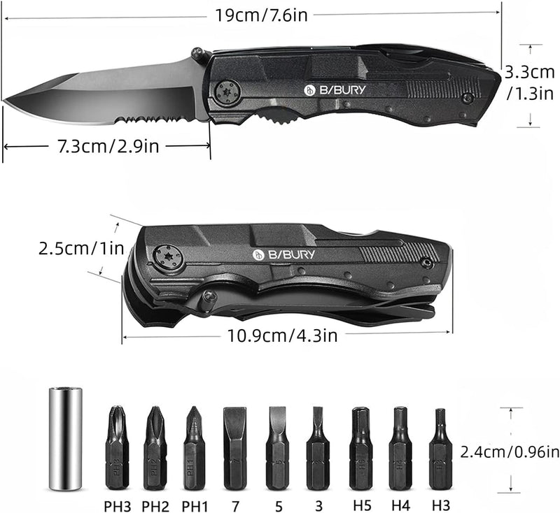 Geschenke für männer, BIBURY 5 in 1 Multifunktionsmesser, Weihnachtsgeschenke Faltbares Multitool Ta