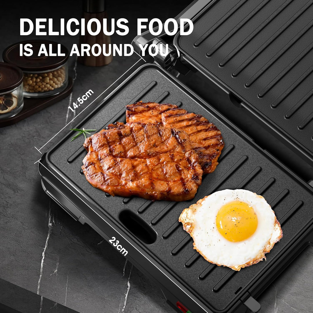 KEINVE Kontaktgrill für Sandwiches, Steak, Panini Grill und Sandwichmaker mit Antihaftbeschichtet, 8