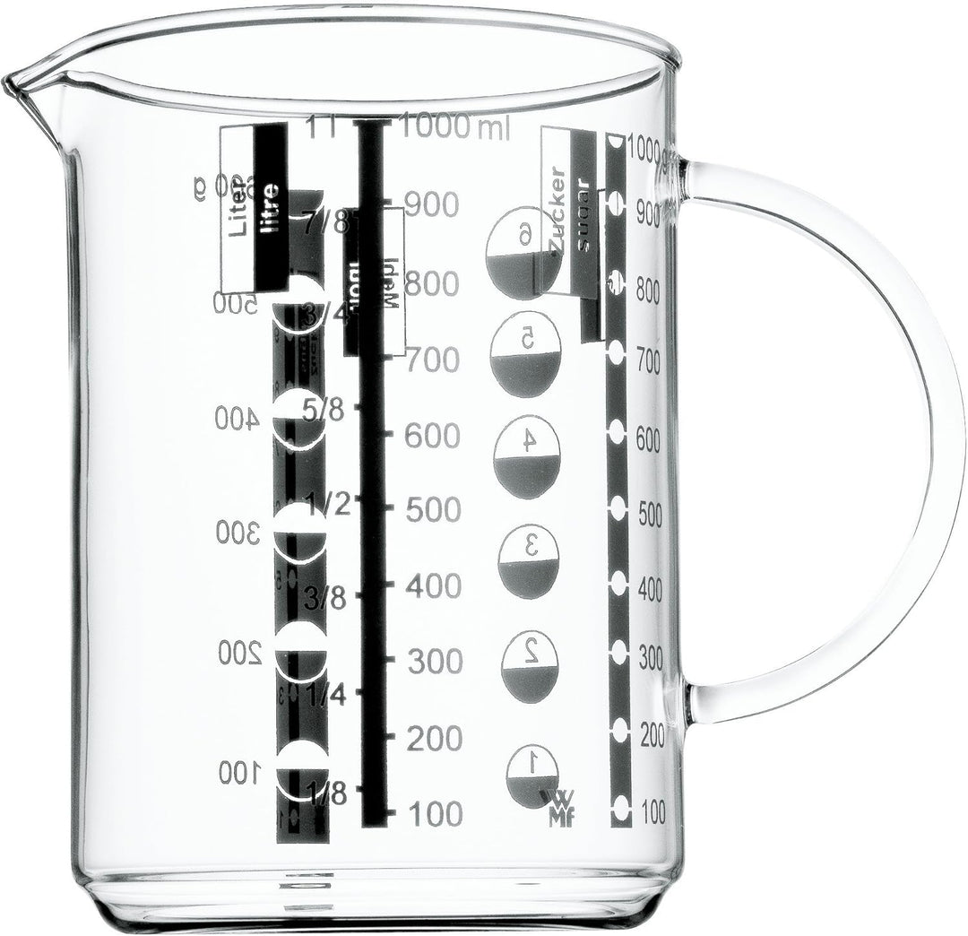 WMF Salat Dressingshaker 400ml, Glasbehälter mit Skalierung, mit 5 aufgedruckte Rezepte, Glas, Croma