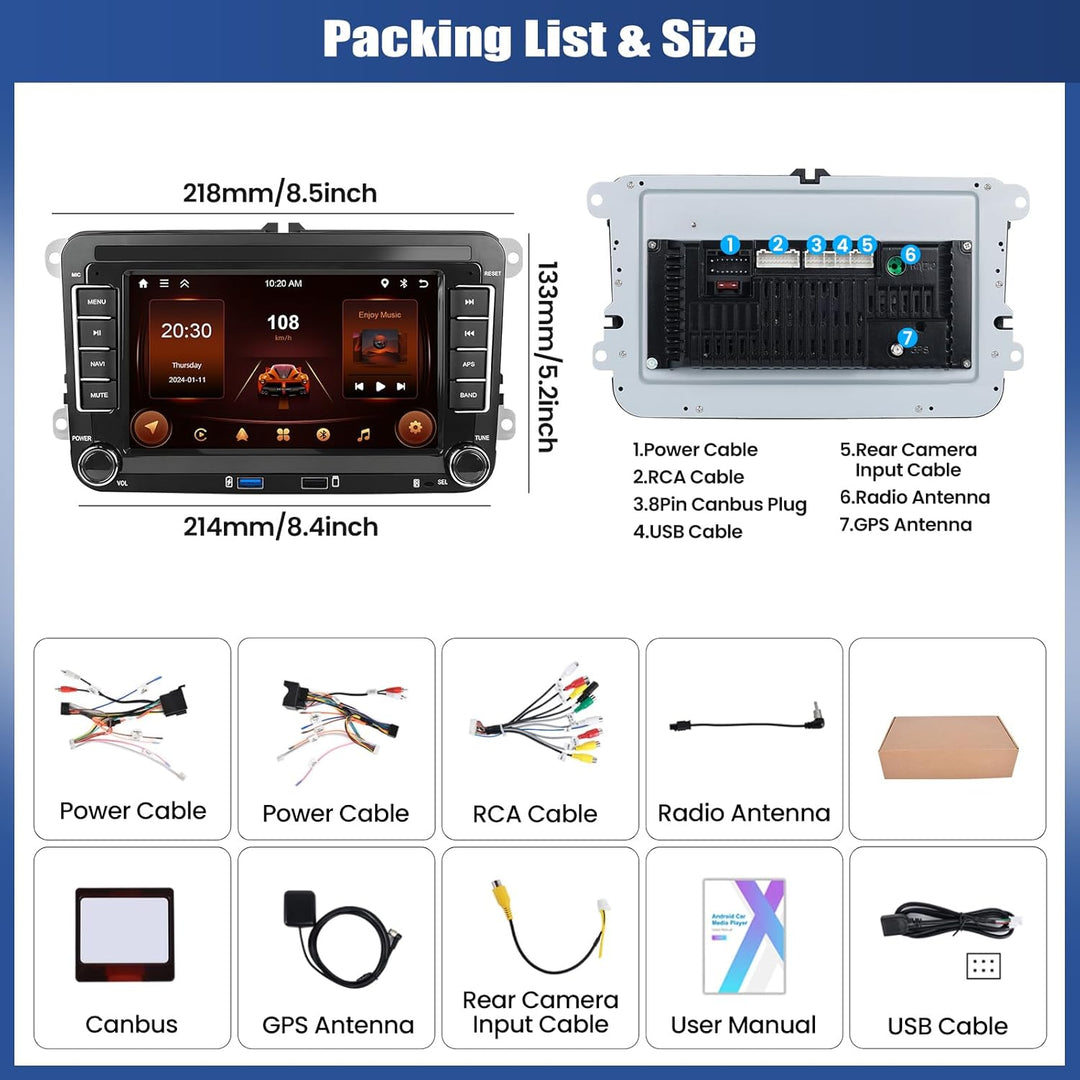 SIXWIN 2+64G Android 13 Autoradio für VW Golf 5 Golf 6 Skoda Polo Passat Tiguan Touran mit Carplay/A