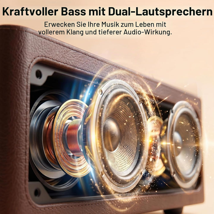 Gueray Tragbarer Bluetooth CD-Player mit Lautsprechern 3600mAh Wiederaufladbarer Vintage CD Spieler