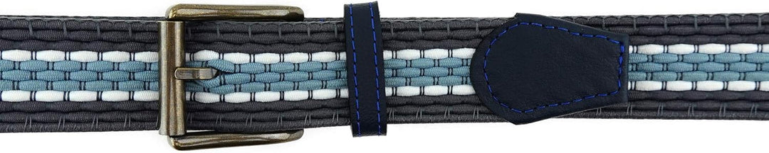 TigerTie hochwertiger Stretchgürtel mit Edelstahl Schnalle und echt Leder Applikationen - Gürtelbrei