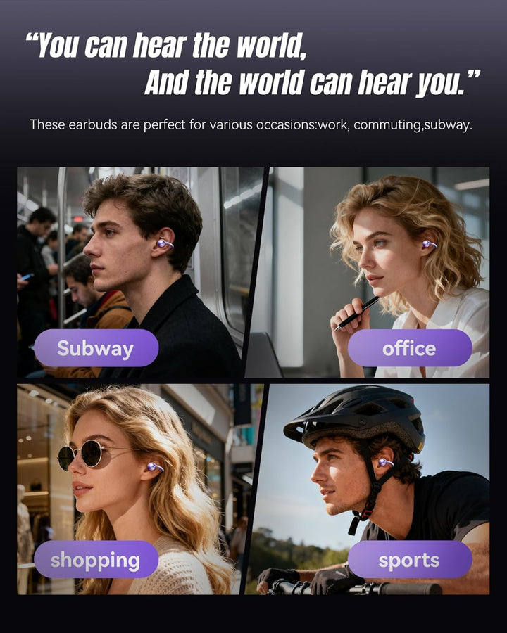 King Lucky Open-Ear-Kopfhörer Kabellos Bluetooth 6.0–Clip-On-Ohrhörer mit Mikrofon,mit Akkuanzeige,5
