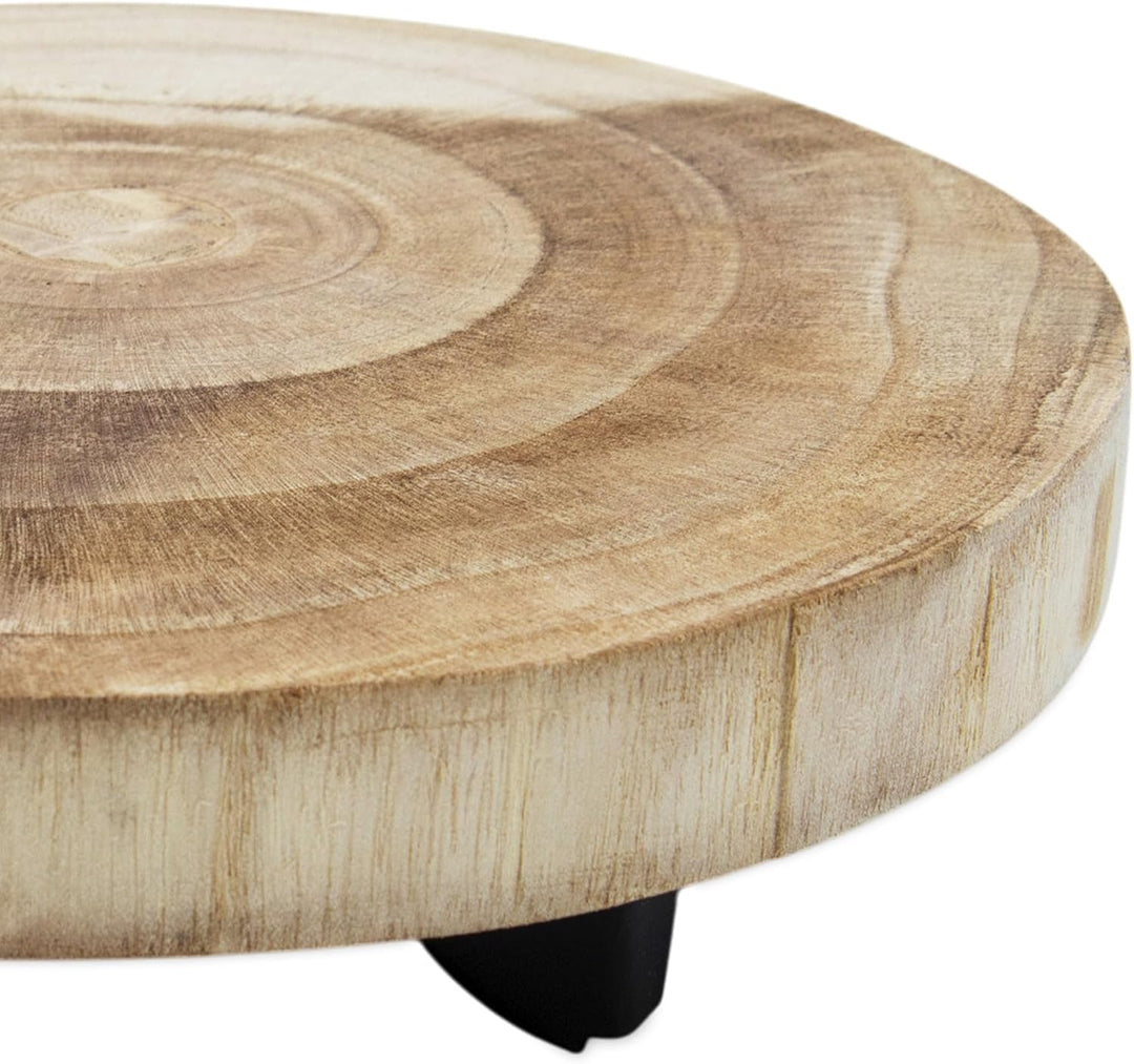 Spetebo Holz Blumentopfständer 23x18 cm - Tisch mit Baumscheibe - Blumenhocker Pflanzenständer Pflan