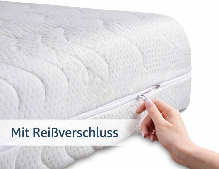 BONEX Komfort Matratzenbezug für Matratzen im Gesamtmass 90x200cm - 16 - 18 cm hoch - Doppeltuch mit