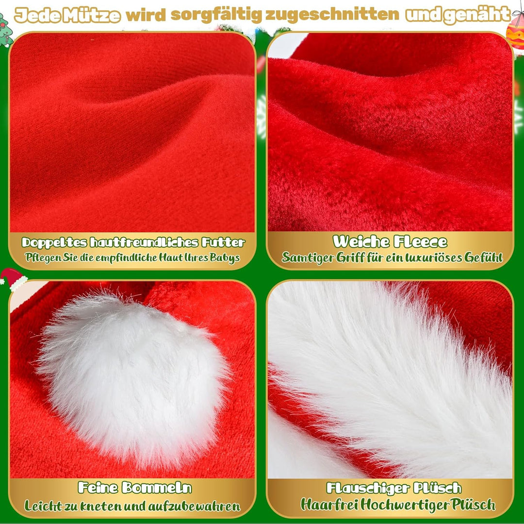 Weihnachtsmütze Nikolausmütze Damen Herren plüsche weihnachtsmann mütze Erwachsene Kinder Baby Rote