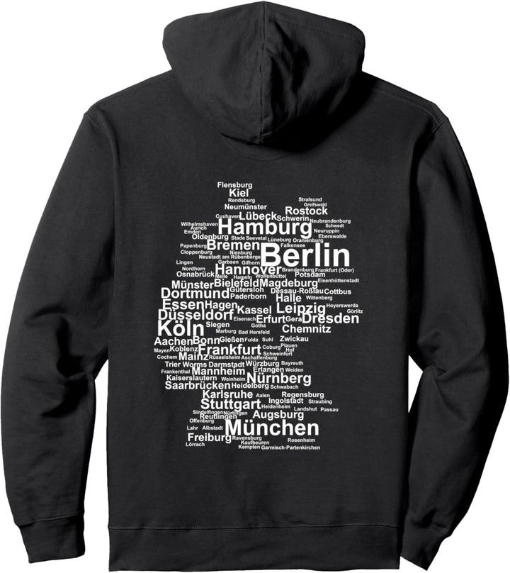 Deutschland Karte Umriss Städte Berlin Hamburg München Köln Pullover Hoodie