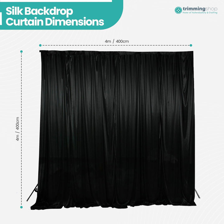 Trimming Shop Schwarzer Seidenfaltenvorhang 4 x 4 Meter Fotografie Hintergrund Vorhang Party Hinterg