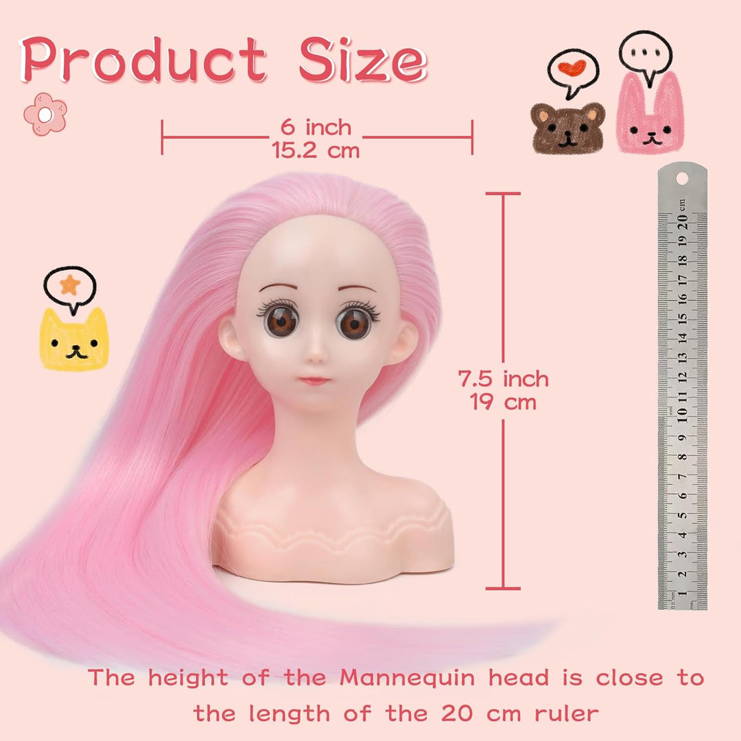 Mannequinkopf mit Haaren, 40,6 cm, Kosmetologie-Kopf zum Üben von Frisuren, Puppenkopf, Übungskopf f