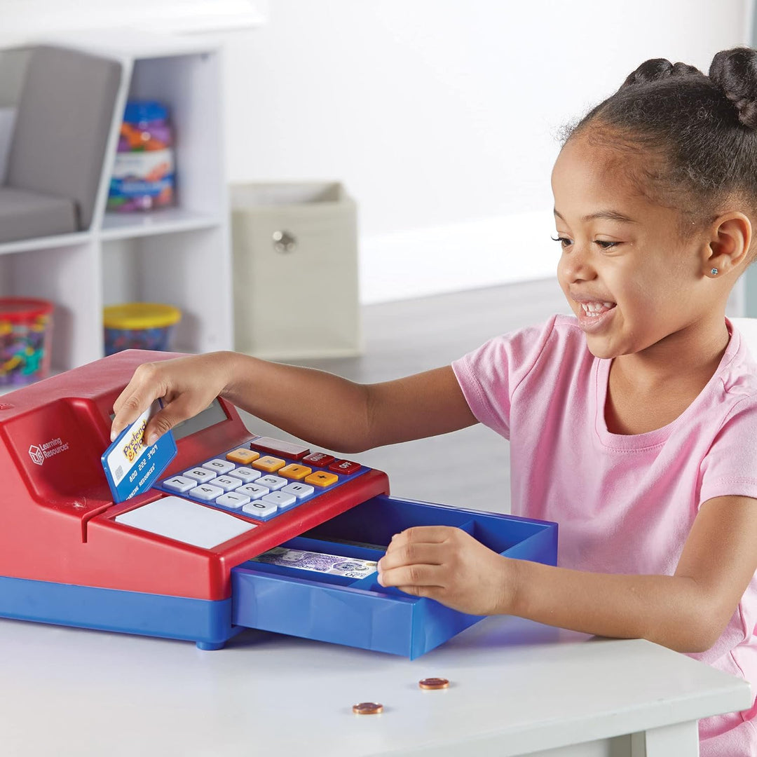 Learning Resources Pretend & Play Spielkasse mit Rechenfunktion und GB-Spielgeld Rot UK, Rot UK