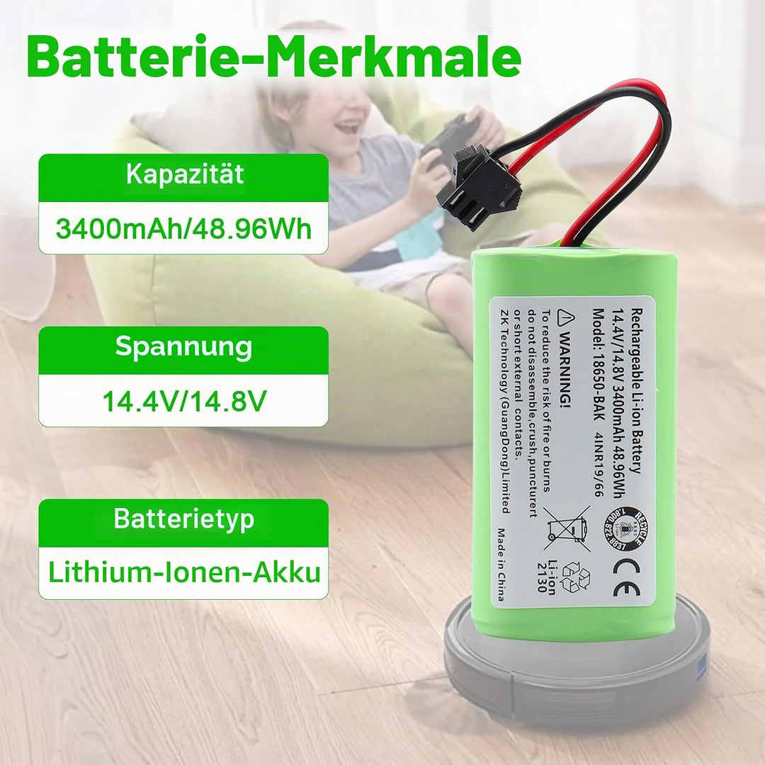 14.4V 3400mAh Ersatzakku für Eufy RoboVac 11 11S 11S MAX 12 15C 15C Max 25C Max 30 30C 30 Max 35C, f