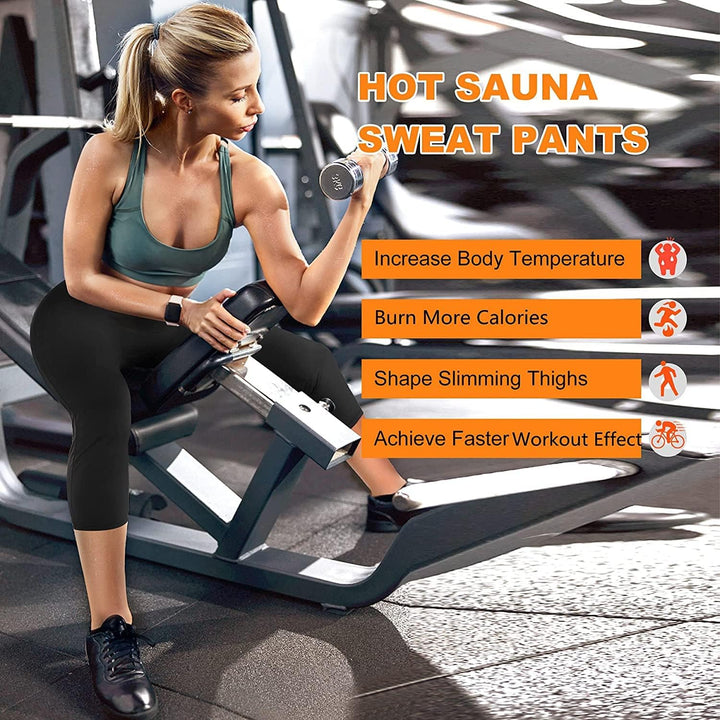 KUMAYES Gewichtsverlust Hosen Sauna Hosen Schwitzhose zum Abnehmen Sauna Effekt Sporthose Hohe Taill