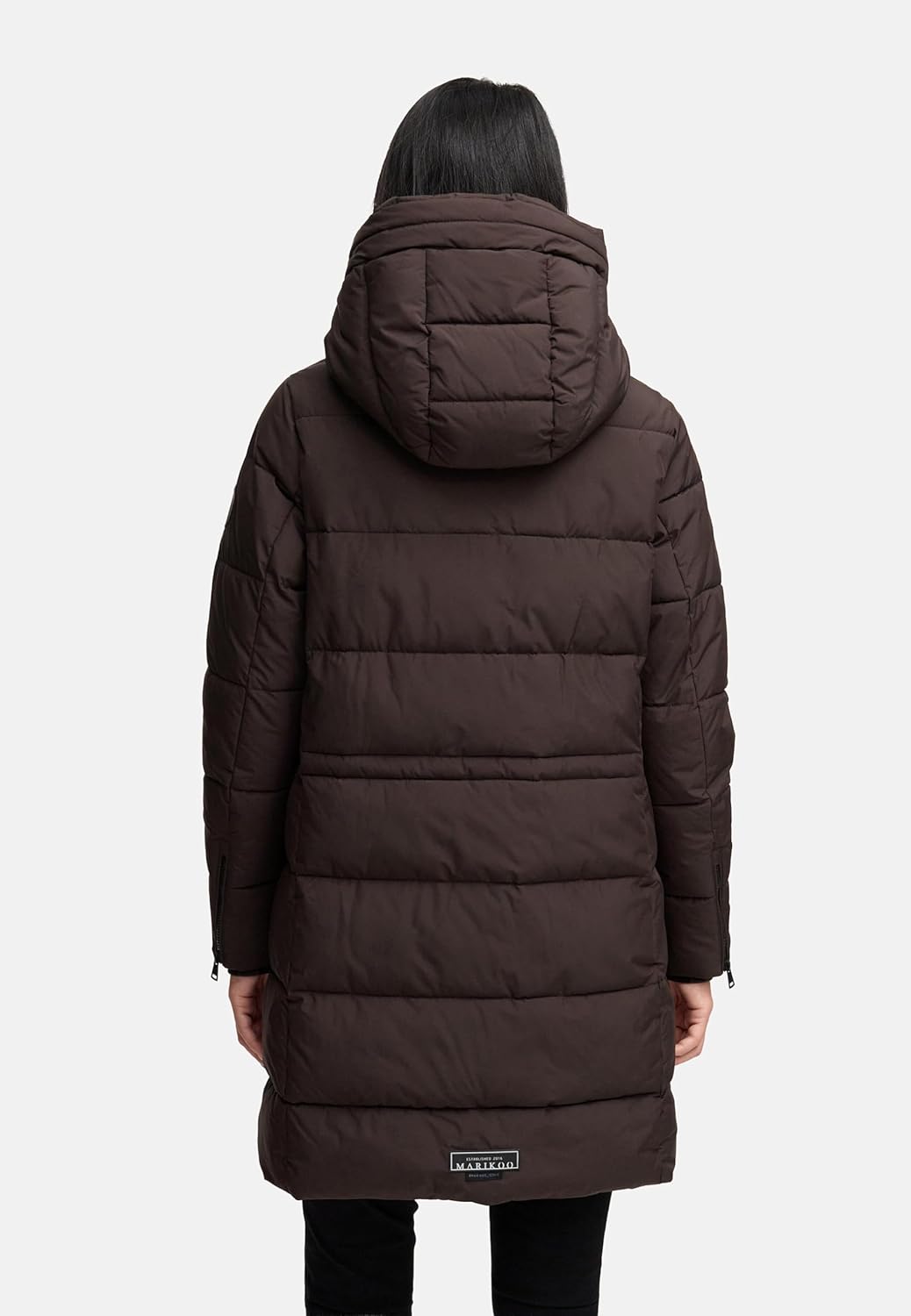 MARIKOO Damen Wintermantel warmer Steppmantel lang mit Kapuze und hohem Kragen Karumikoo XVI XS-5XL
