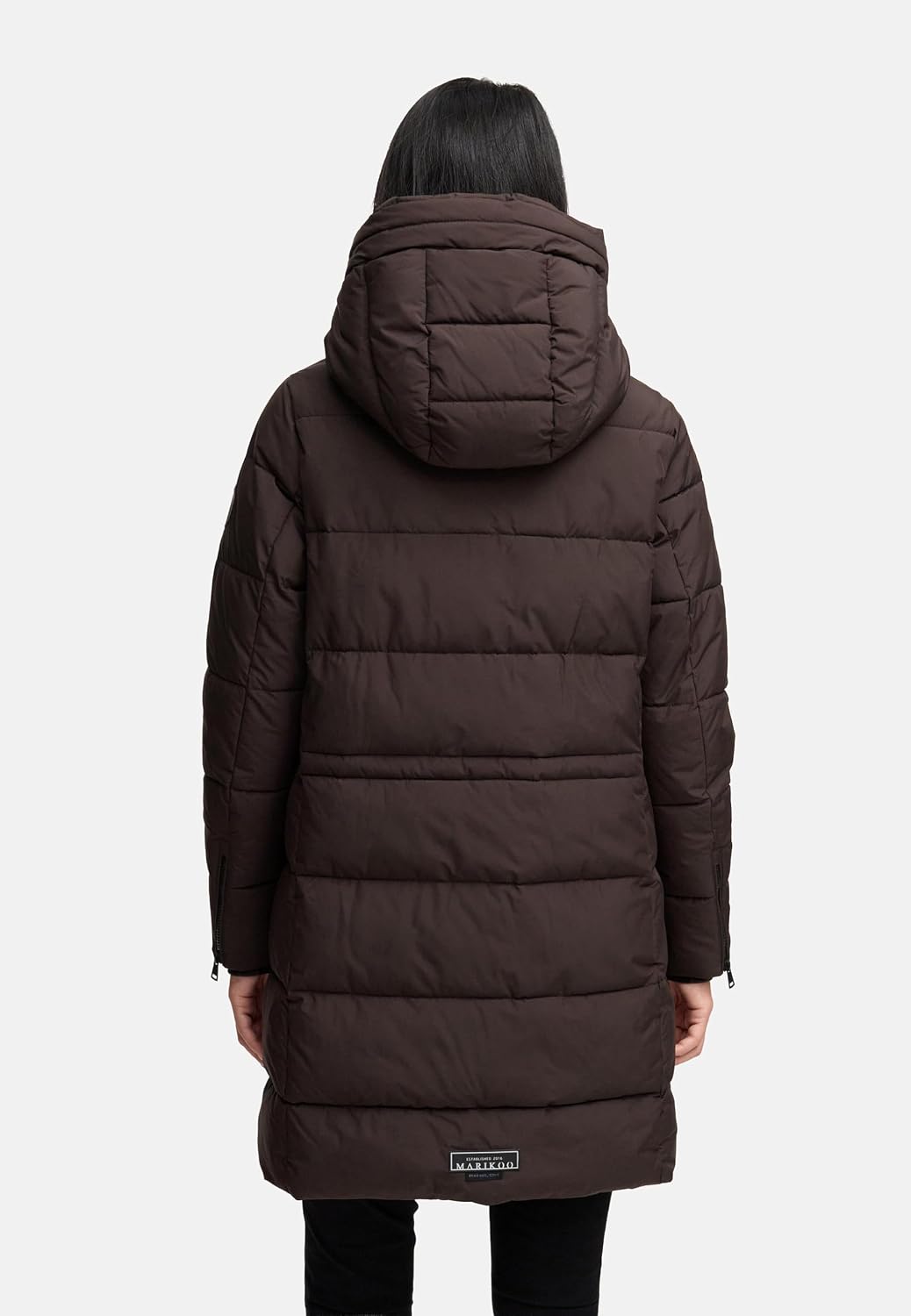 MARIKOO Damen Wintermantel warmer Steppmantel lang mit Kapuze und hohem Kragen Karumikoo XVI XS-5XL