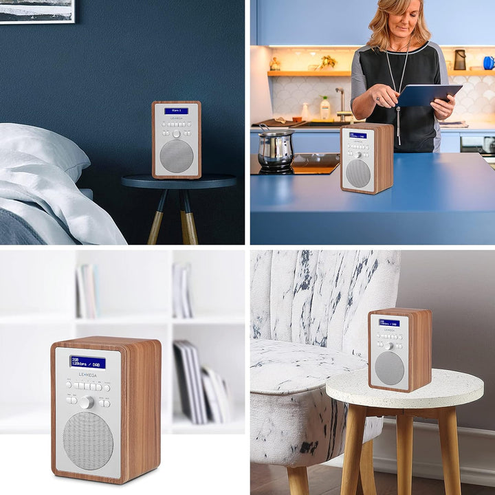 LEMEGA CR2+ DAB/DAB+ Digitalradio,UKW-Digitalradio,DAB-Radio Netzbetrieben,Doppelter Wecker,Küchen-S