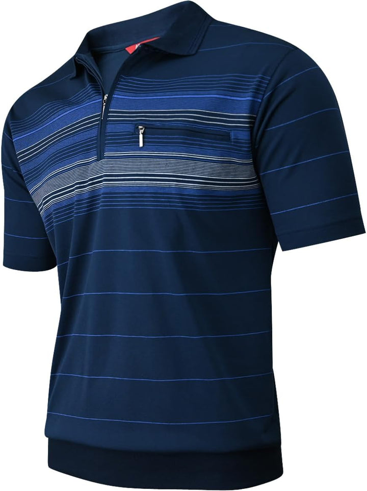 Soltice Poloshirts Herren Kurzarm, Gestreifte Polohemden mit Brusttasche, Blousonshirts aus Baumwoll