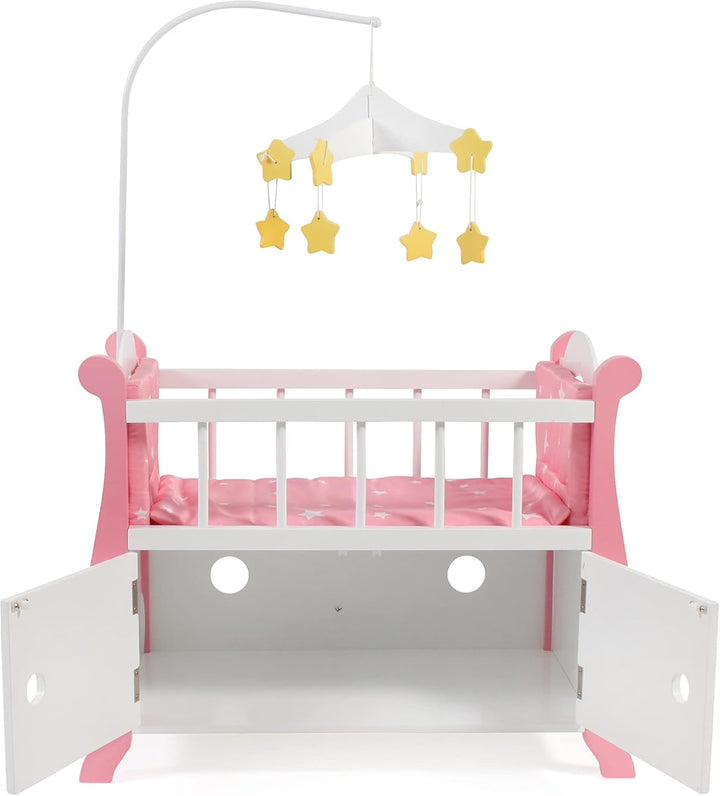 Bayer Chic 2000 - Puppenbett mit Mobile, Puppenmöbel, Puppenzubehör, Stars pink