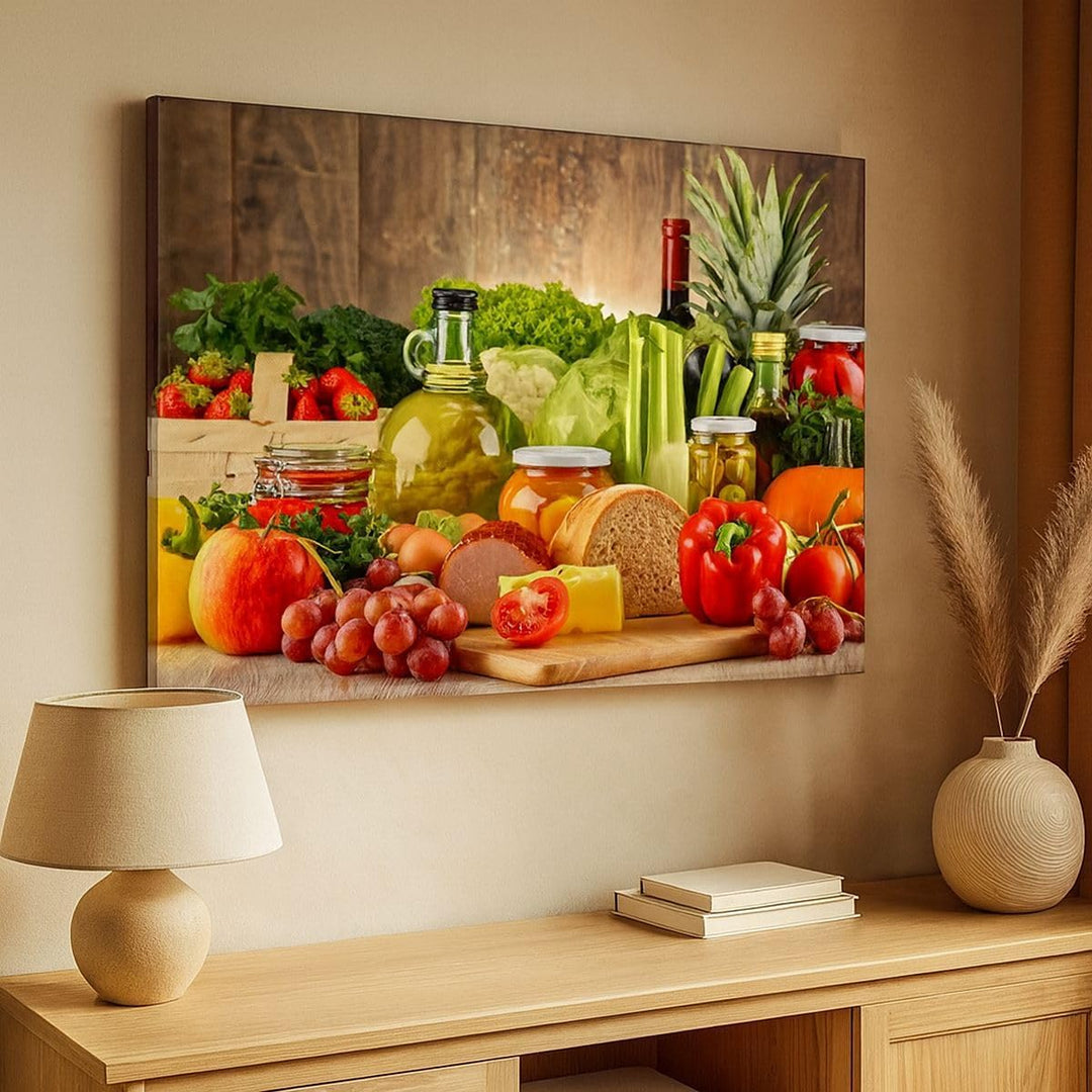 Bilder auf Leinwand Lebensmittel Gemüse Brokkoli Fleisch Leinwandbild 70x50cm Wandbilder Dekoration