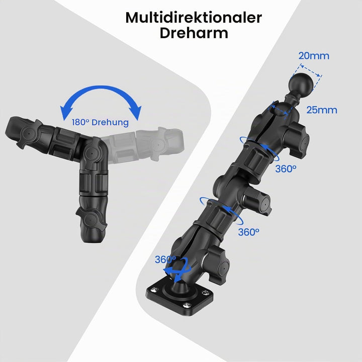 OHLPRO Tablet Halterung Auto, Tablethalterungen LKW 360° Drehung Verstellbarer Verbund Arm Bohrbasis